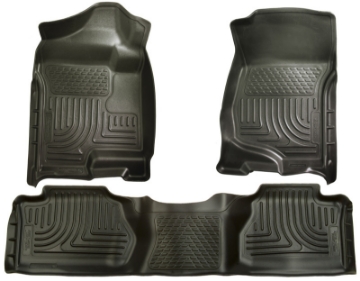 Picture of Husky Liners 07-12 Chevy Silverado-GMC Sierra Extended Cab WeatherBeater Combo Black Floor Liners