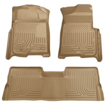 Picture of Husky Liners 09-12 Ford F-150 Super Crew Cab WeatherBeater Combo Tan Floor Liners