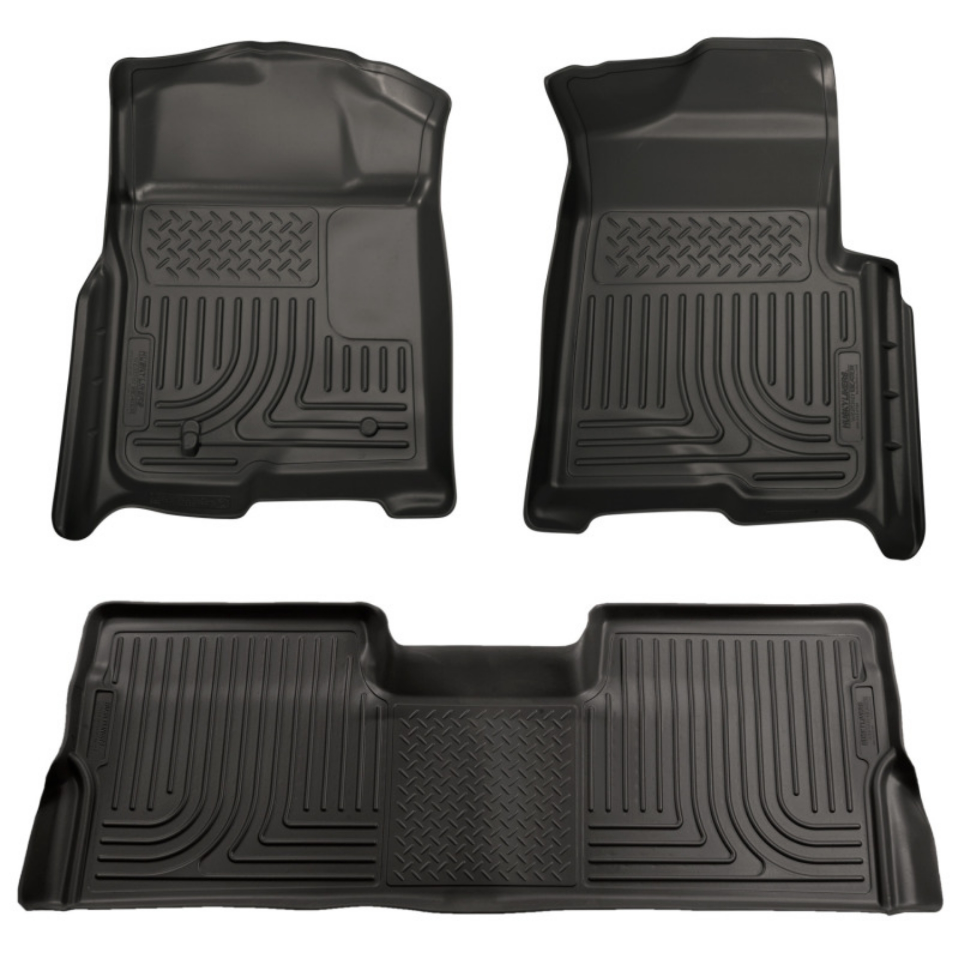 Picture of Husky Liners 08-10 Ford SD Crew Cab WeatherBeater Combo Black Floor Liners w-o Manual Trans Case