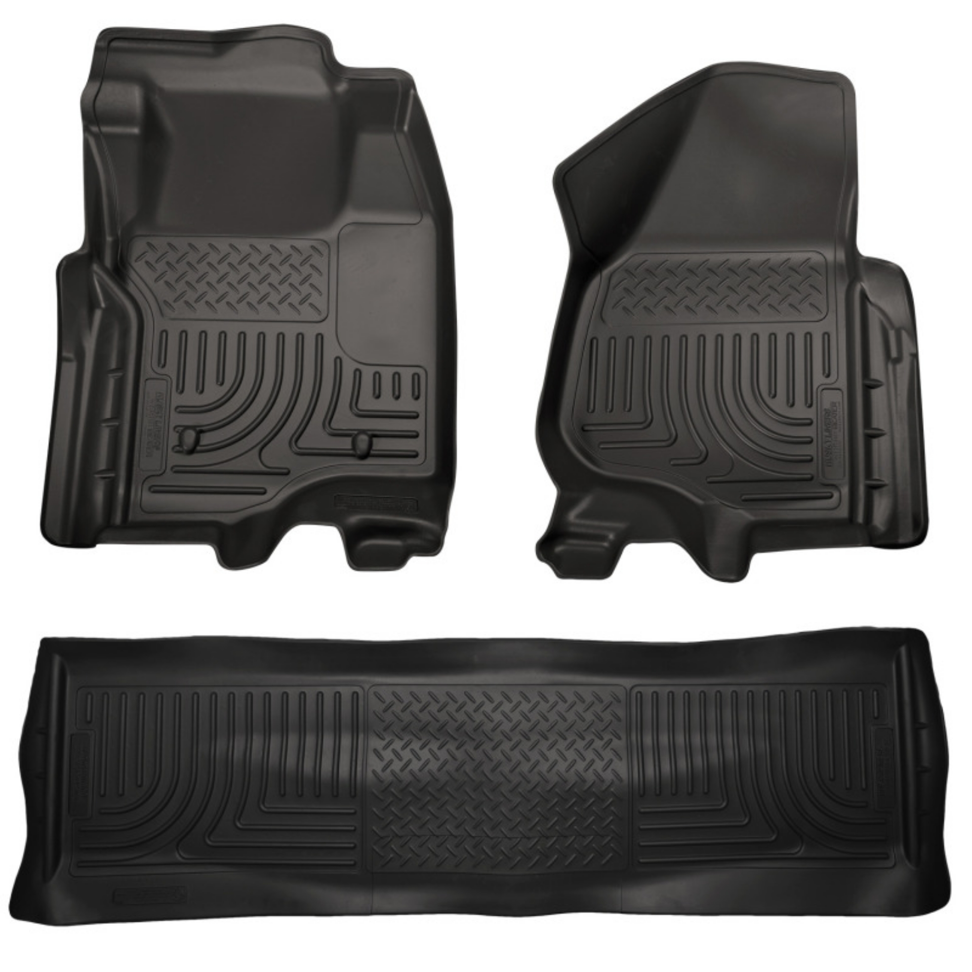 Picture of Husky Liners 11-12 Ford SD Crew Cab WeatherBeater Combo Black Floor Liners w-o Manual Trans Case