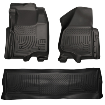 Picture of Husky Liners 11-12 Ford SD Crew Cab WeatherBeater Combo Black Floor Liners w-o Manual Trans Case