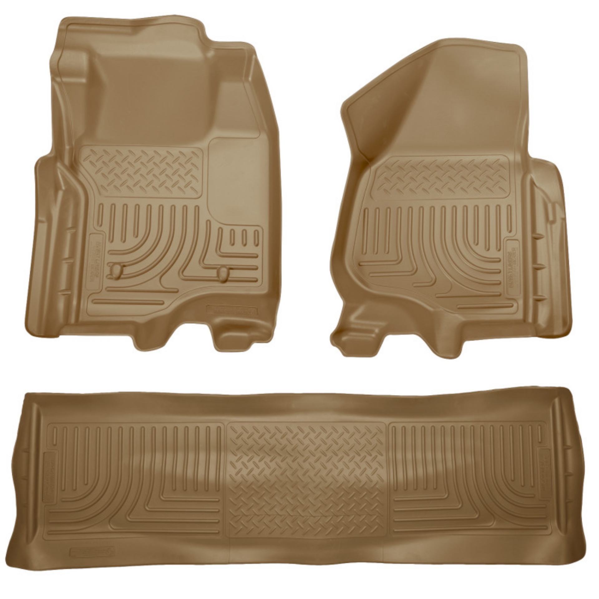 Picture of Husky Liners 11-12 Ford SD Crew Cab WeatherBeater Combo Tan Floor Liners w-o Manual Trans Case