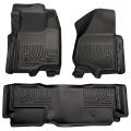 Picture of Husky Liners 11-12 Ford SD Super Cab WeatherBeater Combo Black Floor Liners w-o Manual Trans Case