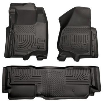 Picture of Husky Liners 11-12 Ford SD Super Cab WeatherBeater Combo Black Floor Liners w-o Manual Trans Case