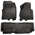 Picture of Husky Liners 11-12 Ford SD Super Cab WeatherBeater Combo Black Floor Liners w-o Manual Trans Case