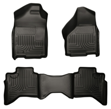 Picture of Husky Liners 09-12 Dodge Ram 1500 Quad Cab WeatherBeater Black Front & Second Seat Floor Liner