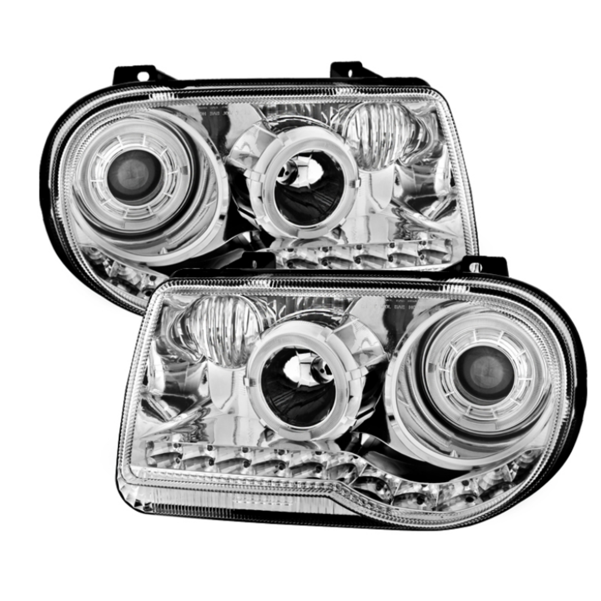 Picture of xTune Chrysler 300C 05-10  Not 300  Halo Projector Headlights Chrome PRO-JH-C300C-LED-C