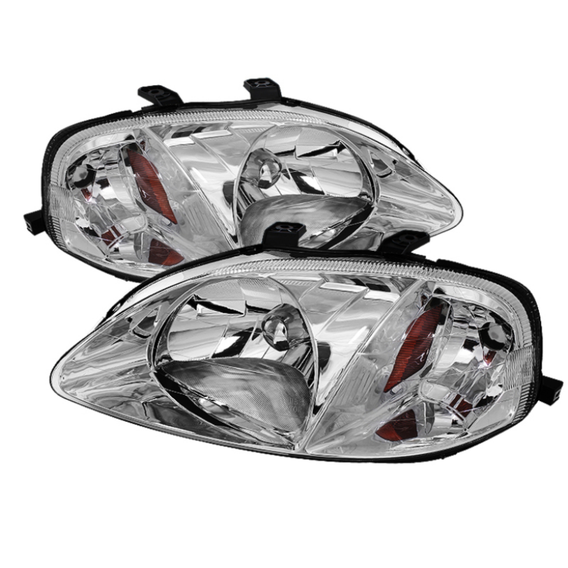 Picture of Xtune Honda Civic 99-00 Amber Crystal Headlights Chrome HD-JH-HC99-AM-C