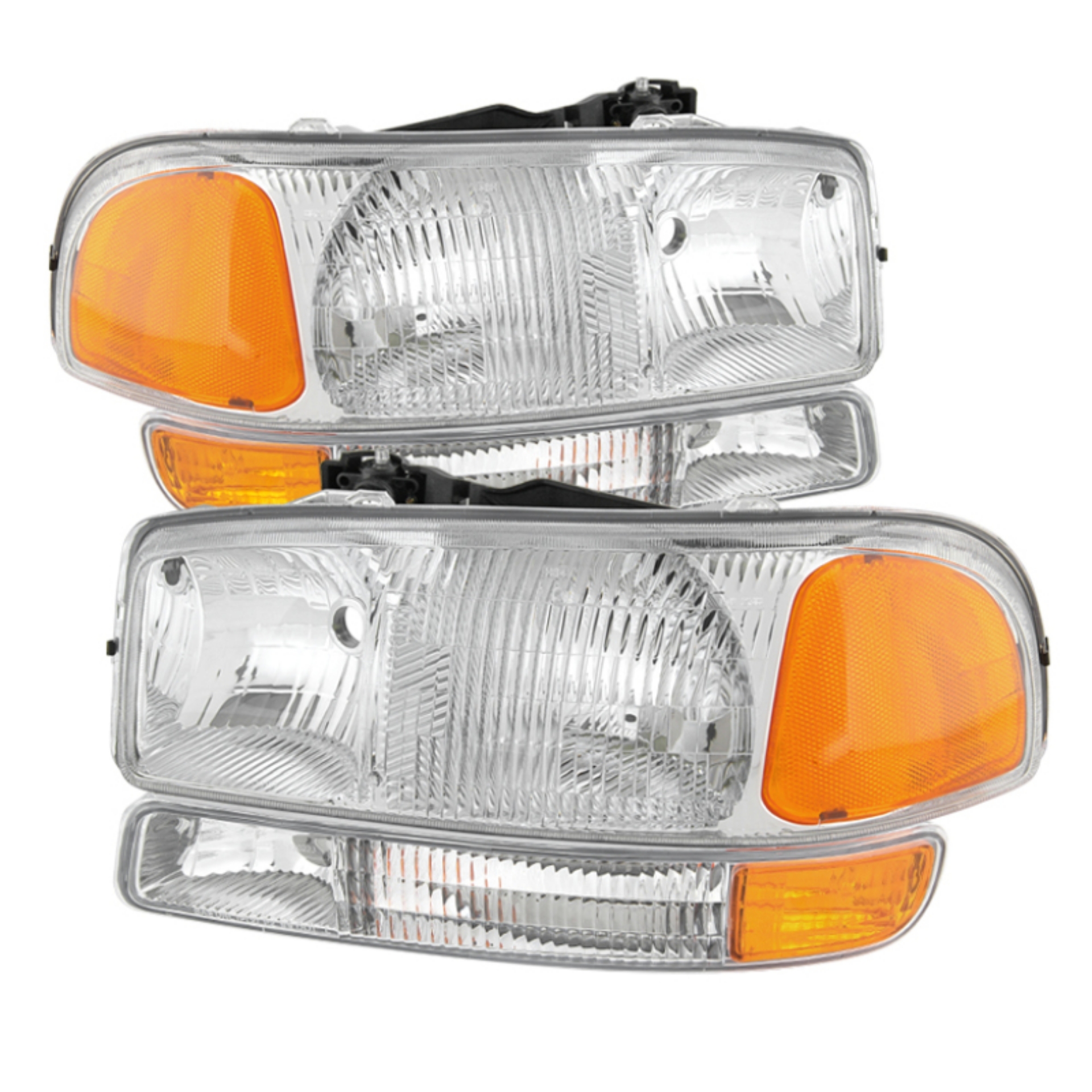 Picture of xTune GMC Sierra 99-06 Headlights & Amber Bumper Lights Chrome HD-JH-GS99-SET-OEAM-C