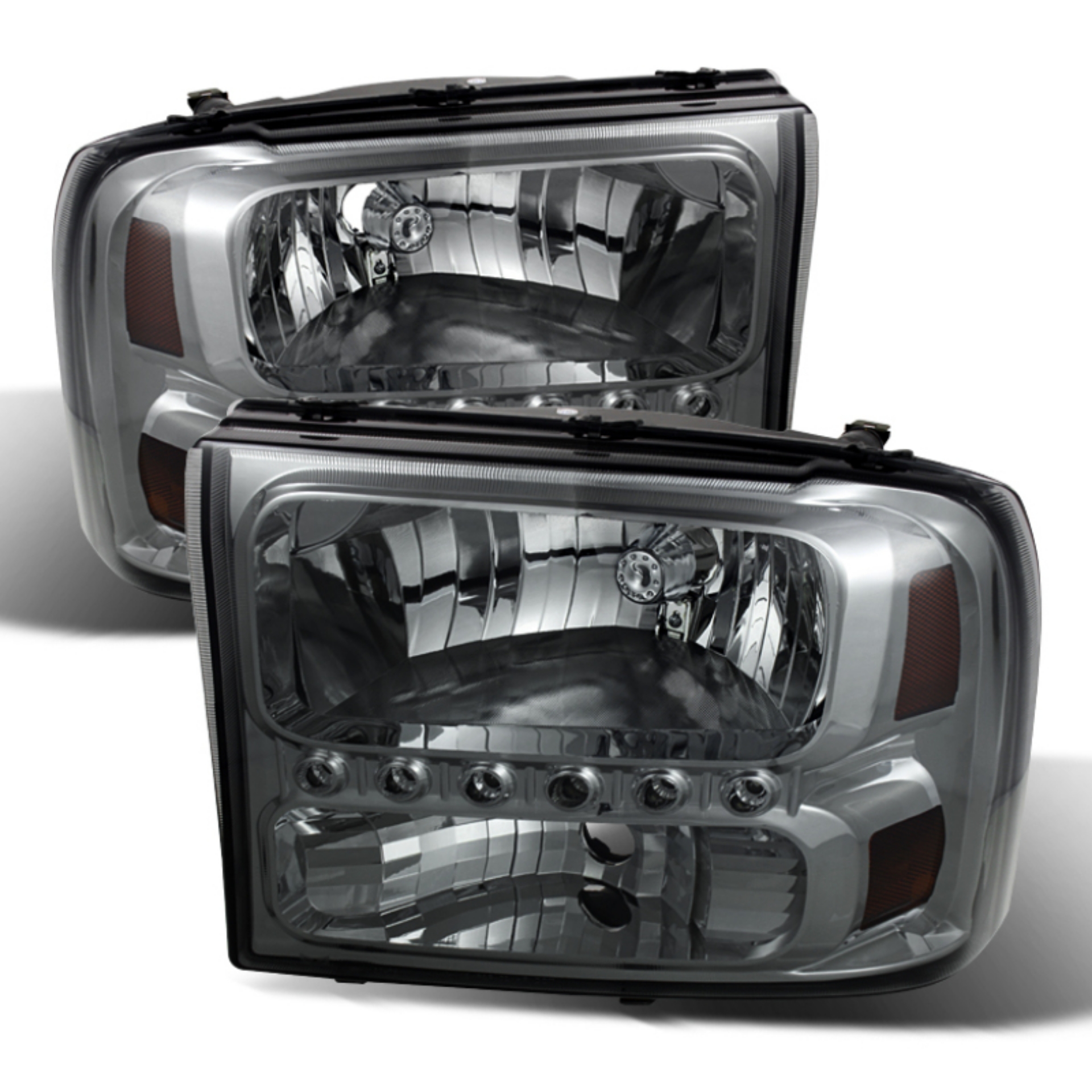 Picture of xTune Ford F250 F350 Super Duty 99-04 1Pc Headlights w- LED Smoked HD-JH-FF25099-LED-SM
