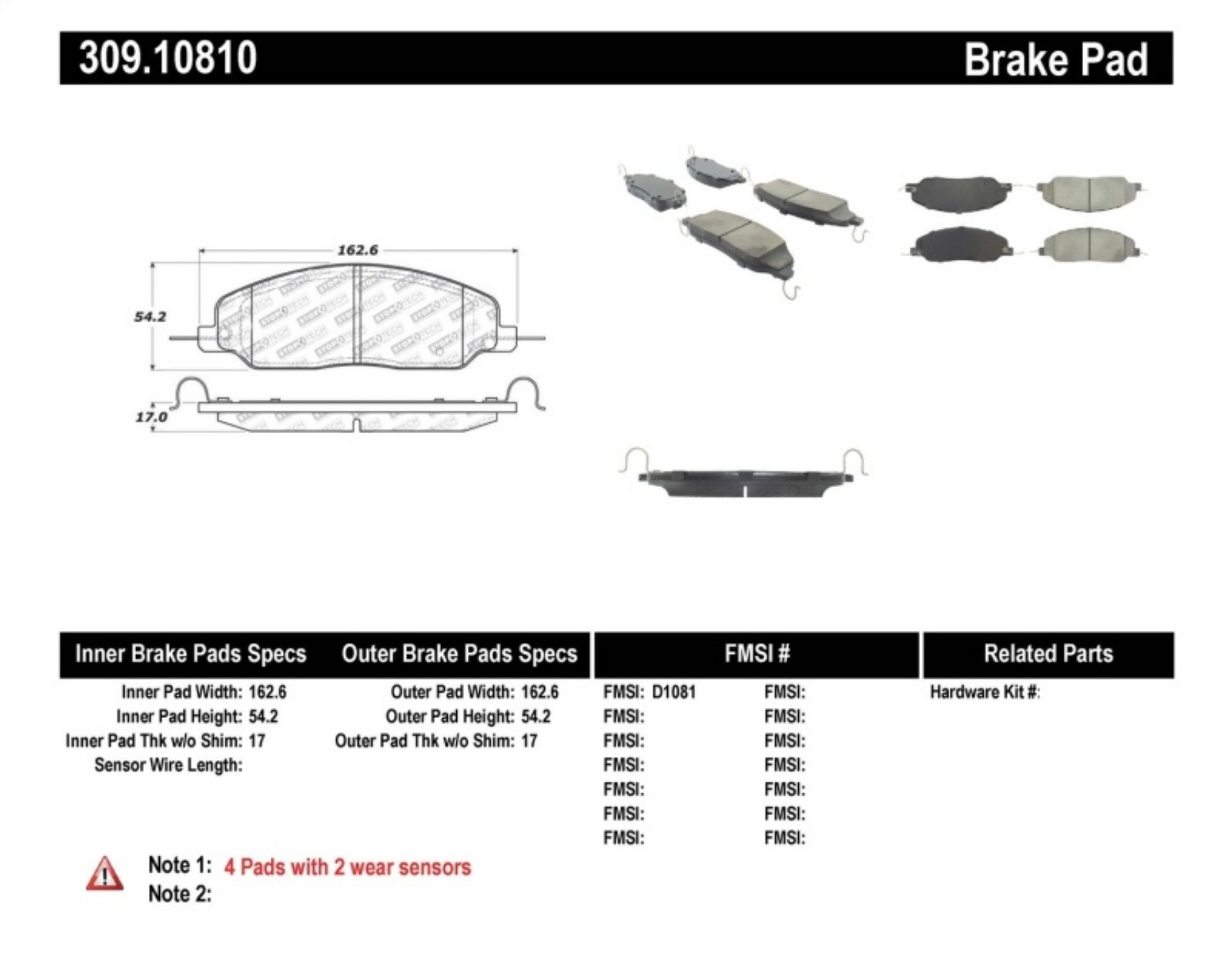 Picture of StopTech Performance 05-09 Ford Mustang Cobra-Mach 1 V6-GT - 10 Shelby-Shelby GT Front Brake Pads