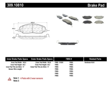 Picture of StopTech Performance 05-09 Ford Mustang Cobra-Mach 1 V6-GT - 10 Shelby-Shelby GT Front Brake Pads