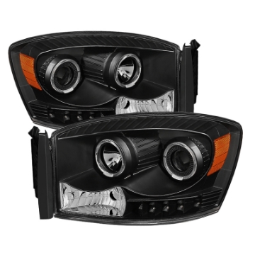 Picture of xTune Dodge Ram 1500 06-08 - Ram 2500-3500 06-09 Halo Projector Headlights Black PRO-JH-DR06-LED-BK