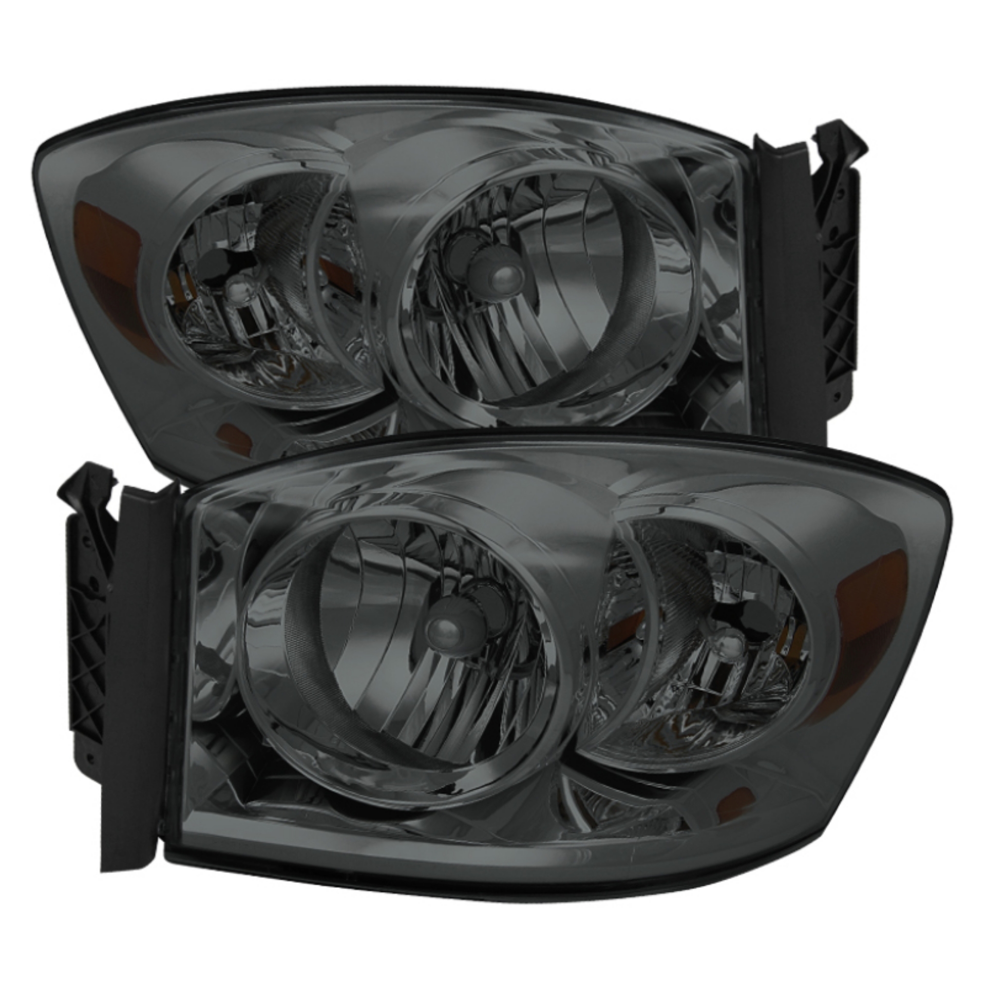Picture of Xtune Dodge Ram 1500 06-08 - Ram 2500-3500 06-09 Amber Crystal Headlights Smoke HD-JH-DR06-AM-SM