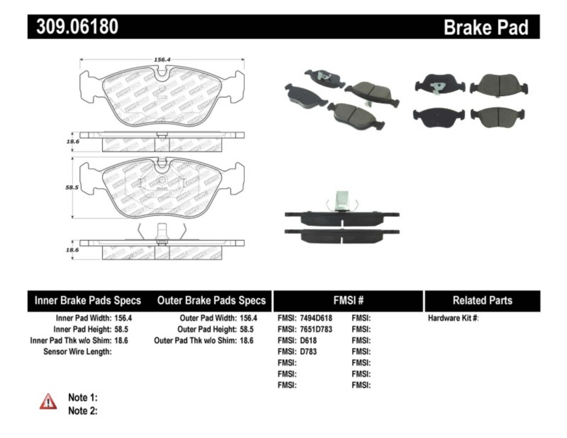Picture of StopTech Performance 98-04 Volvo S60-98-00 S70-98-00 V70-93-97 850 Series Front Brake Pads