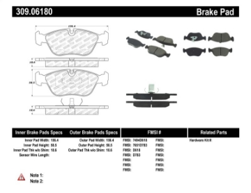 Picture of StopTech Performance 98-04 Volvo S60-98-00 S70-98-00 V70-93-97 850 Series Front Brake Pads