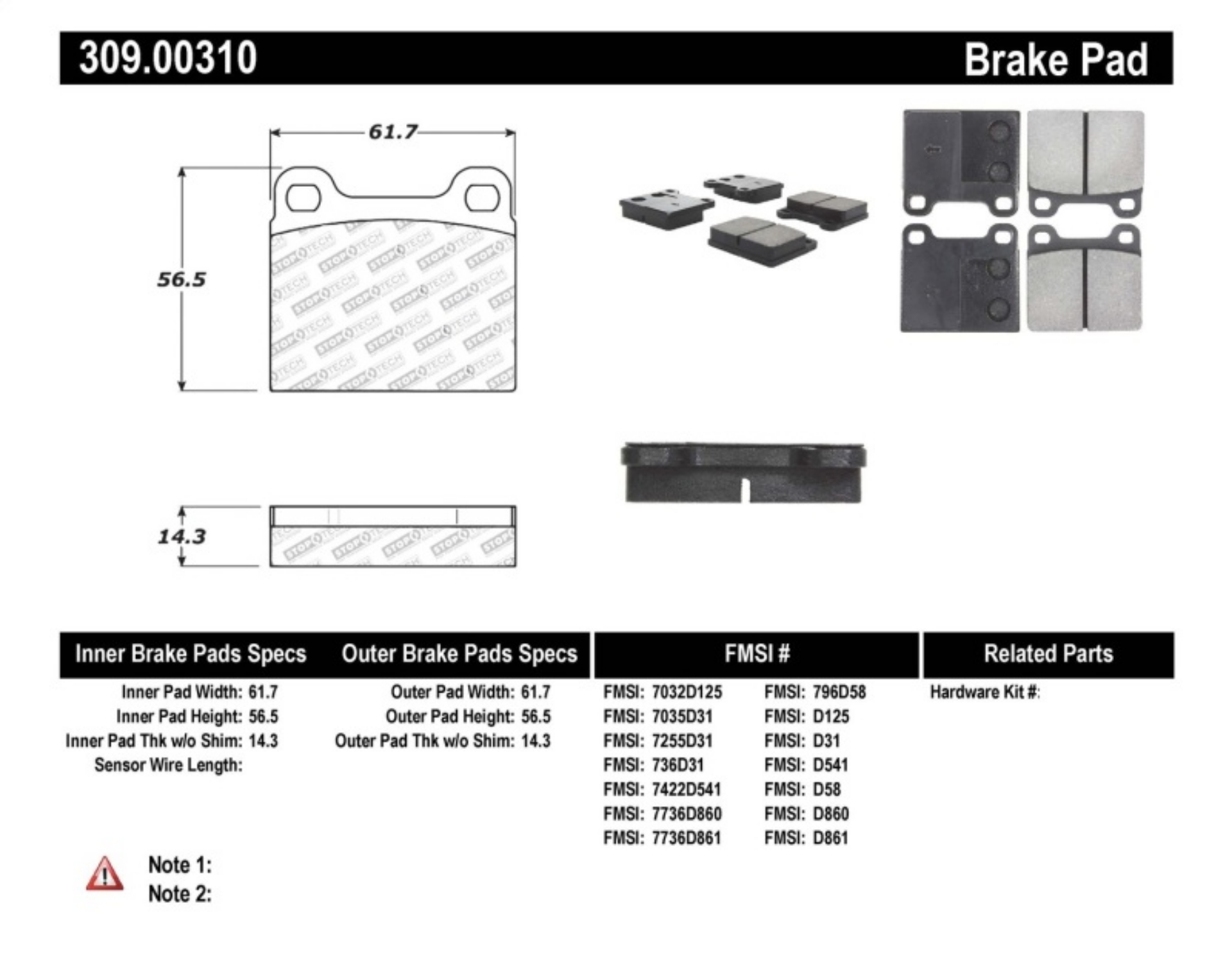 Picture of StopTech Performance 98-04 Volvo C70-98-00 V70 Rear Brake Pads