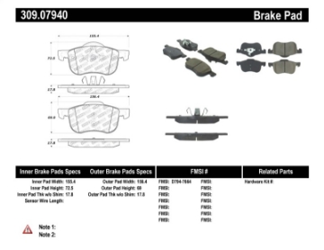 Picture of StopTech Performance 01-09 Volvo S60 - 99-06 S80 - 01-07 V70-V70R Front Brake Pads