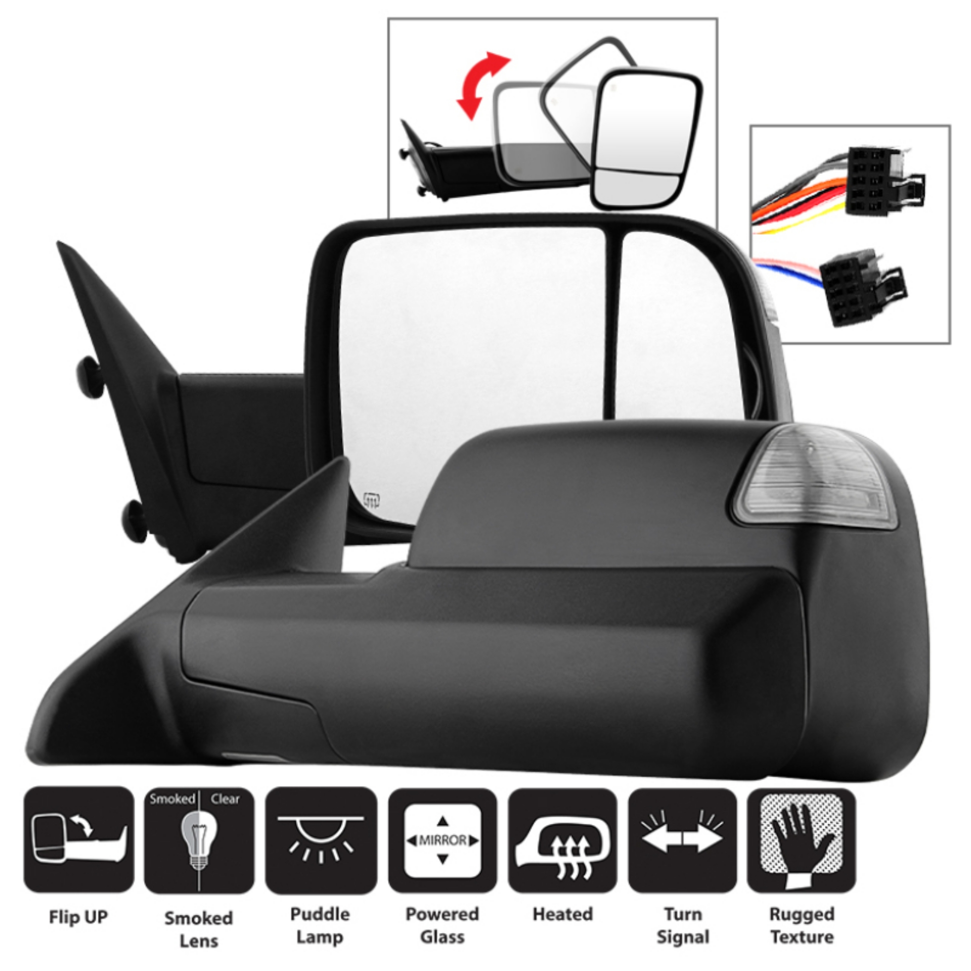 Picture of xTune Dodge Ram 1500 09-12 L&R Manual Extendable Power Heated Adjust Mirror MIR-DRAM09S-PWH-SET