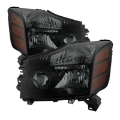 Picture of xTune Nissan Titan 04-14 04-07 OE Style  OEM Amber Head Lights Set Black Smoked HD-JH-NTI04-AM-BSM