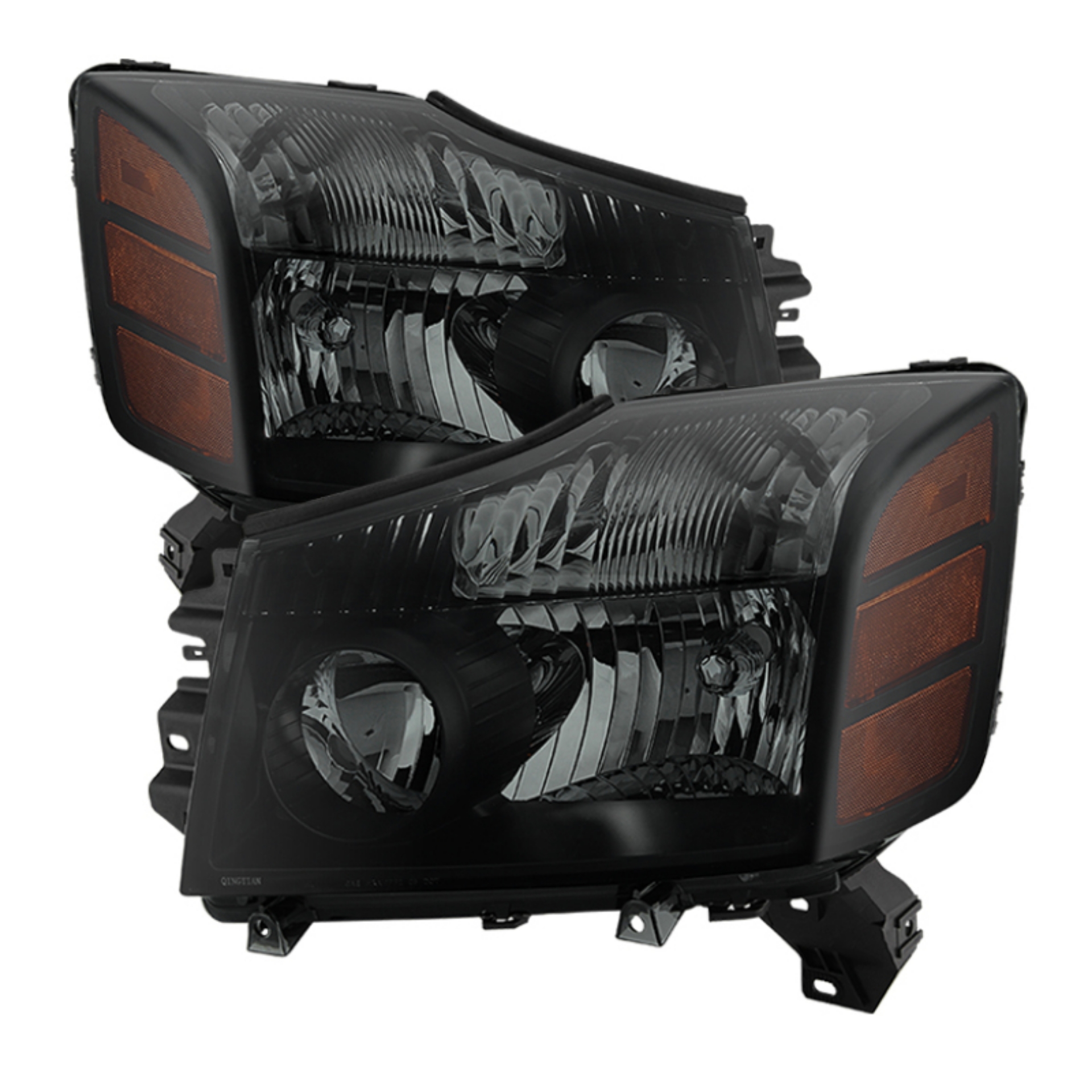 Picture of xTune Nissan Titan 04-14 04-07 OE Style  OEM Amber Head Lights Set Black Smoked HD-JH-NTI04-AM-BSM