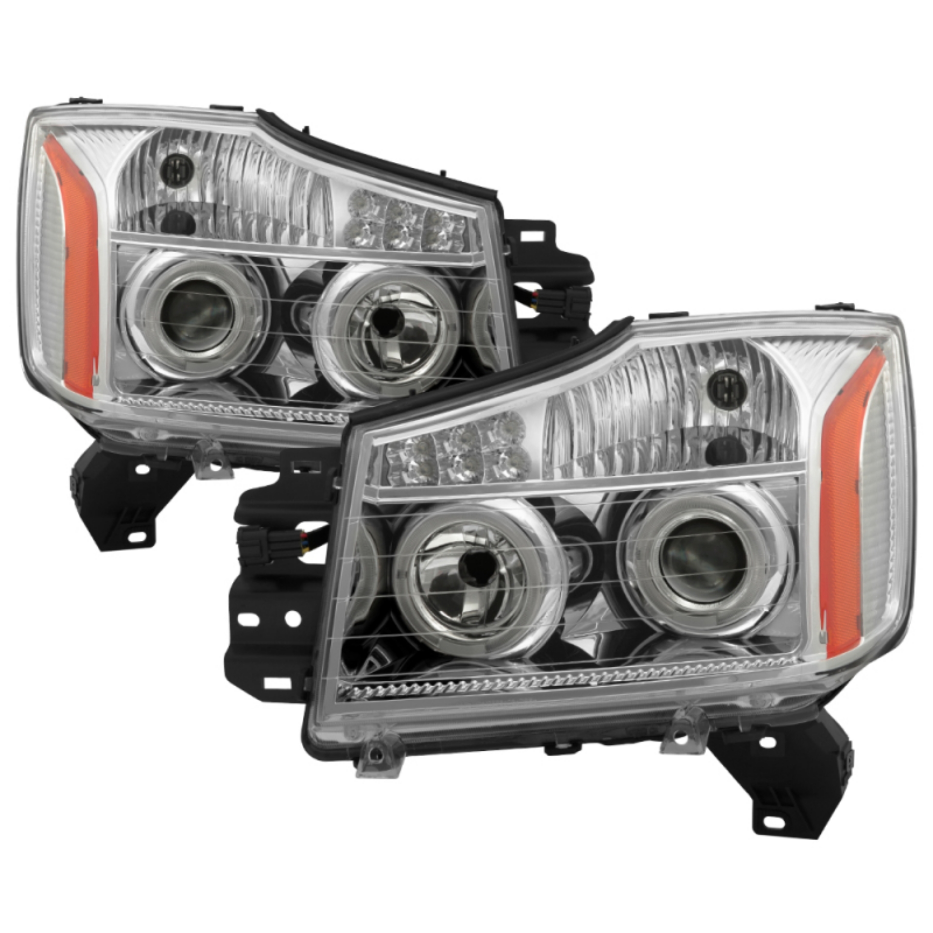 Picture of xTune Nissan Titan 04-14 Projector Headlights LED Halo Chrome PRO-JH-NTI04-LED-C