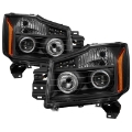 Picture of xTune Nissan Titan 04-14 Projector Headlights LED Halo Black PRO-JH-NTI04-LED-BK