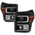 Picture of xTune Ford Super Duty 11-16 Projector Headlights Light Bar DRL Black PRO-JH-FS11-LBBRL-BK