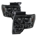 Picture of xTune Ford F150 09-14 Projector Headlights Halogen Model Only LED Halo Smoked PRO-JH-FF15009-CFB-SM