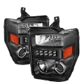Picture of xTune Ford F250-350-450 Super Duty 08-10 Projector Headlights LED Halo Black PRO-JH-FS08-LED-BK