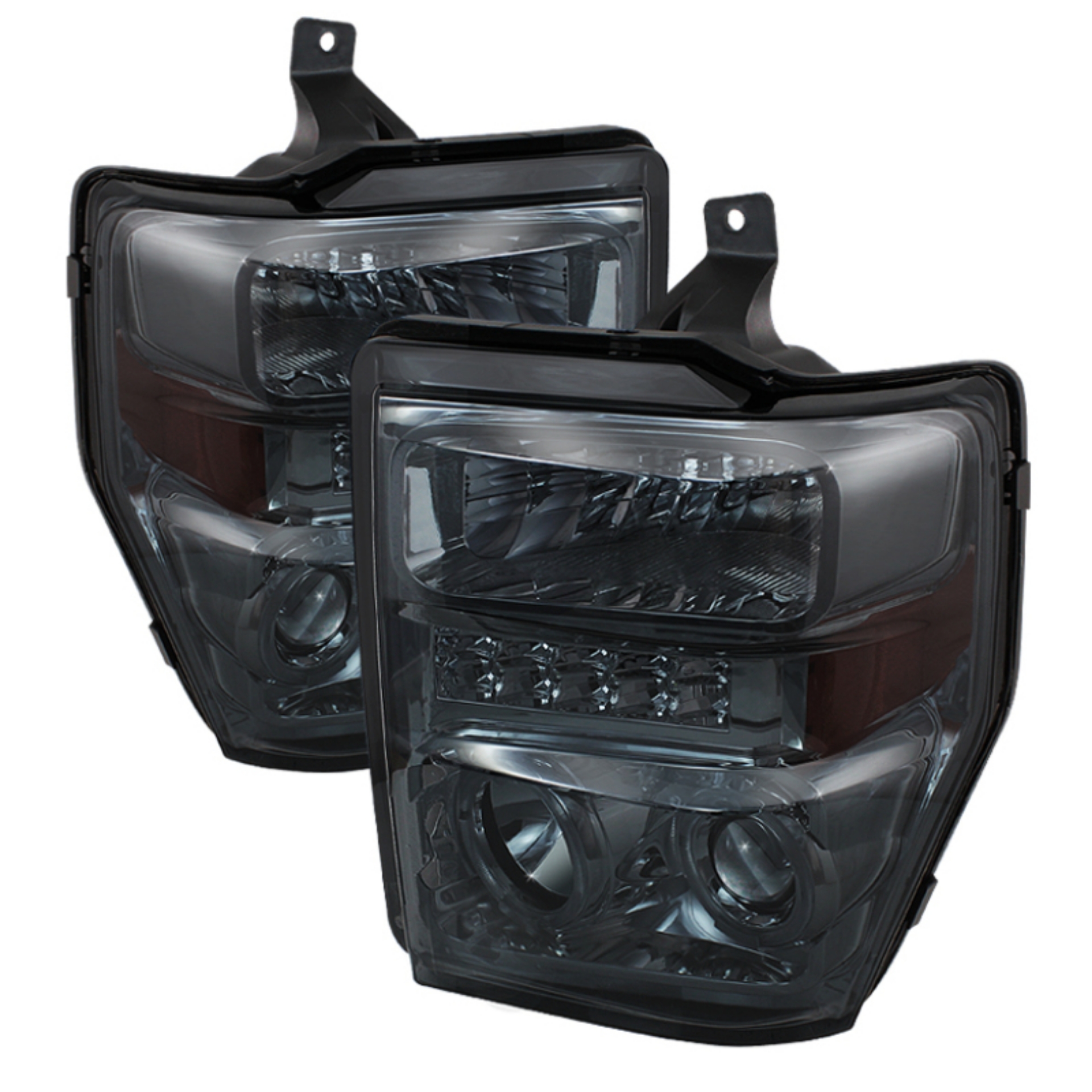 Picture of xTune Ford F250-350-450 Super Duty 08-10 Projector Headlights LED Halo Smoke PRO-JH-FS08-LED-SM
