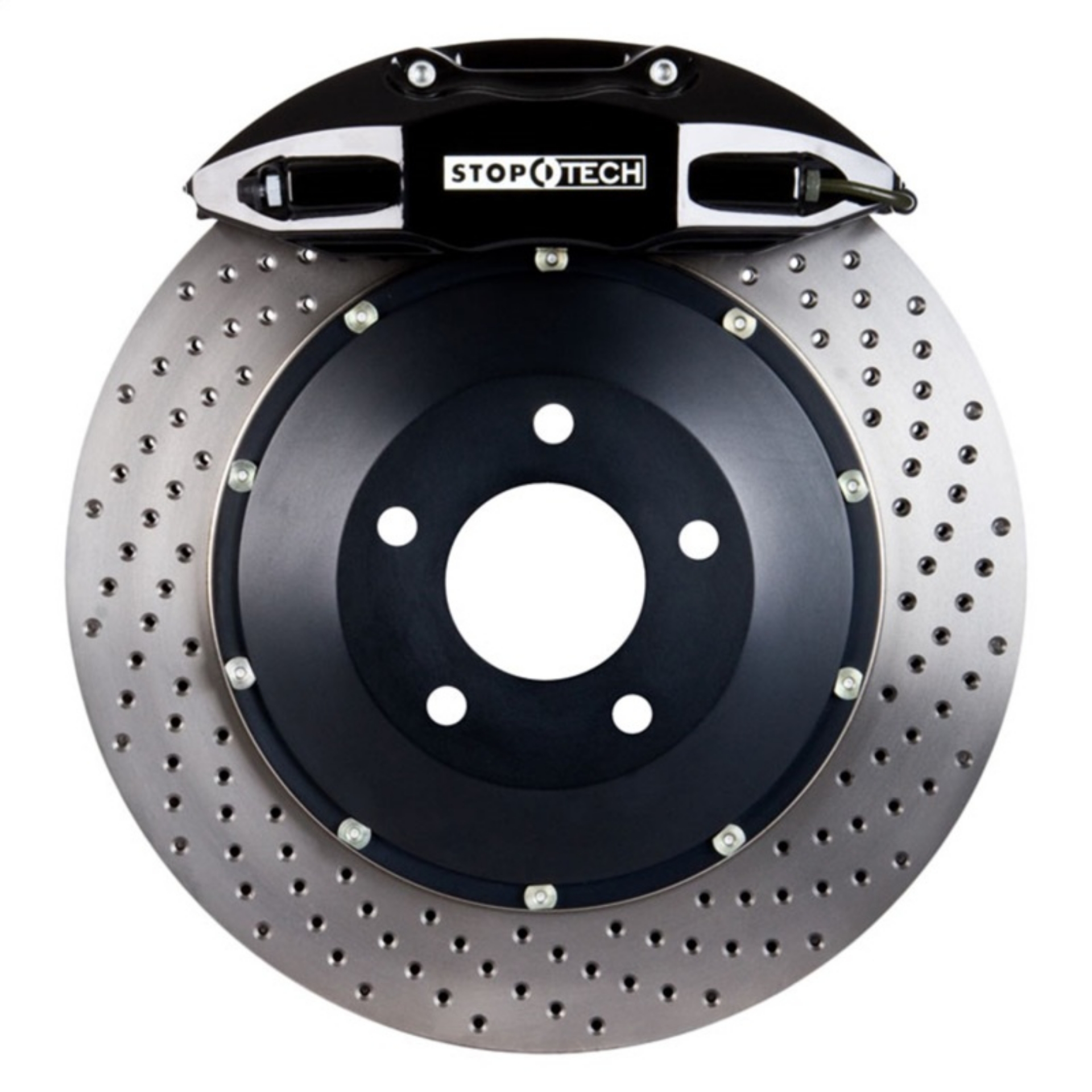 Picture of StopTech 06-12 VW GTI Front BBK w-Black ST-41 Calipers 328x25mm Drilled Rotors