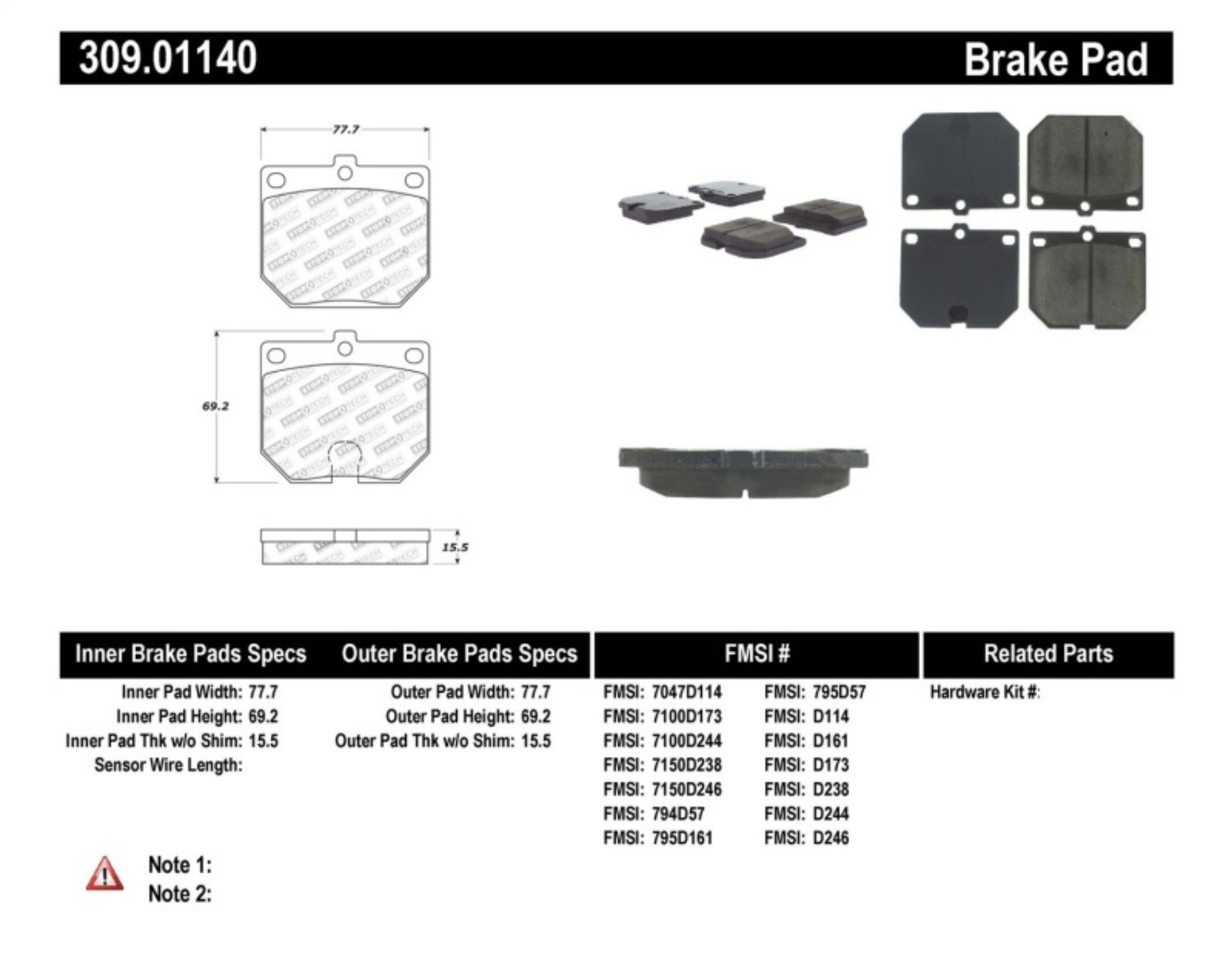Picture of StopTech Performance Brake Pads