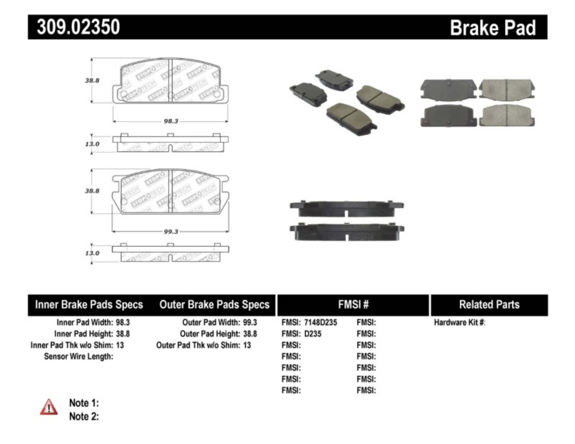 Picture of StopTech Performance Brake Pads