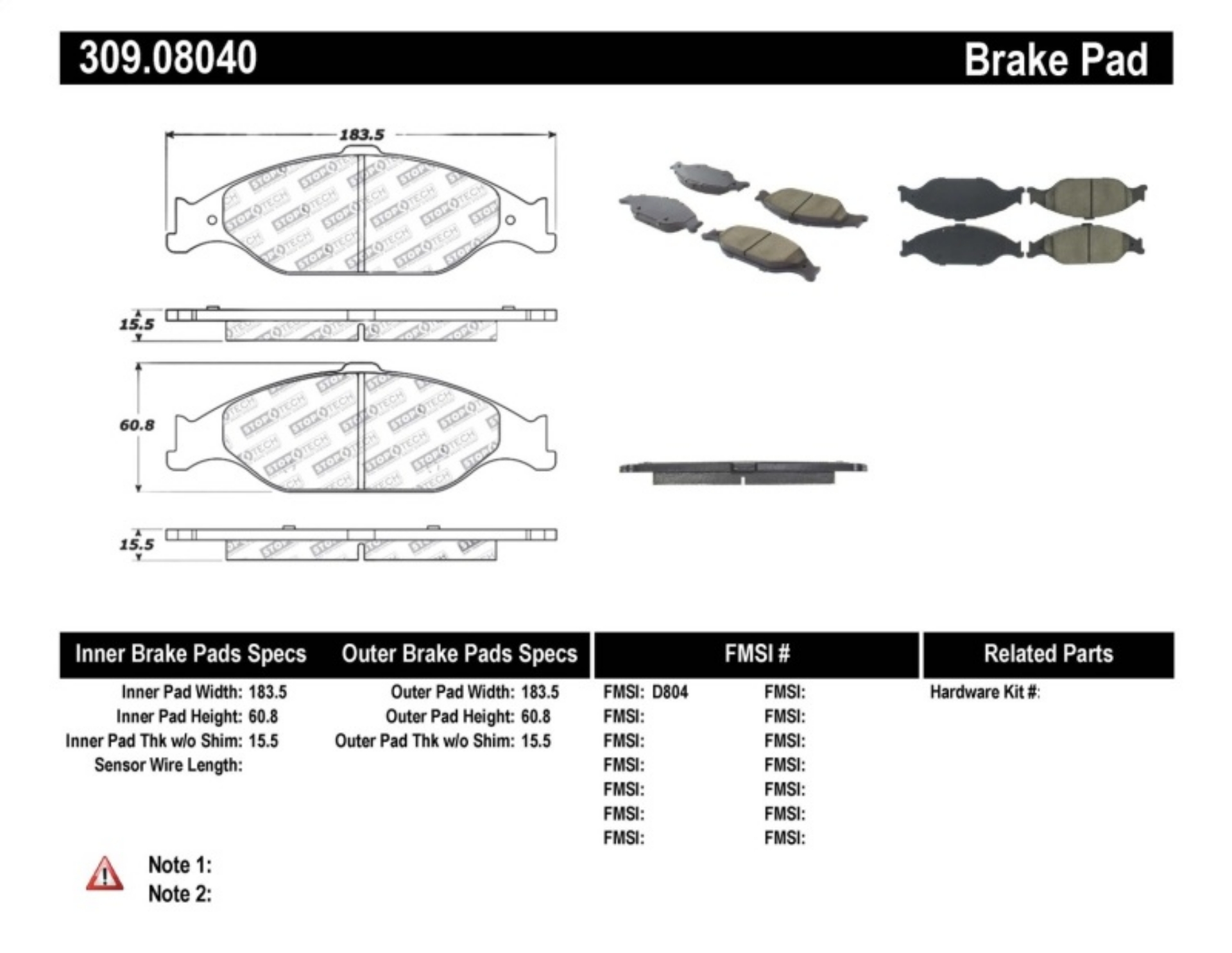 Picture of StopTech Performance Brake Pads