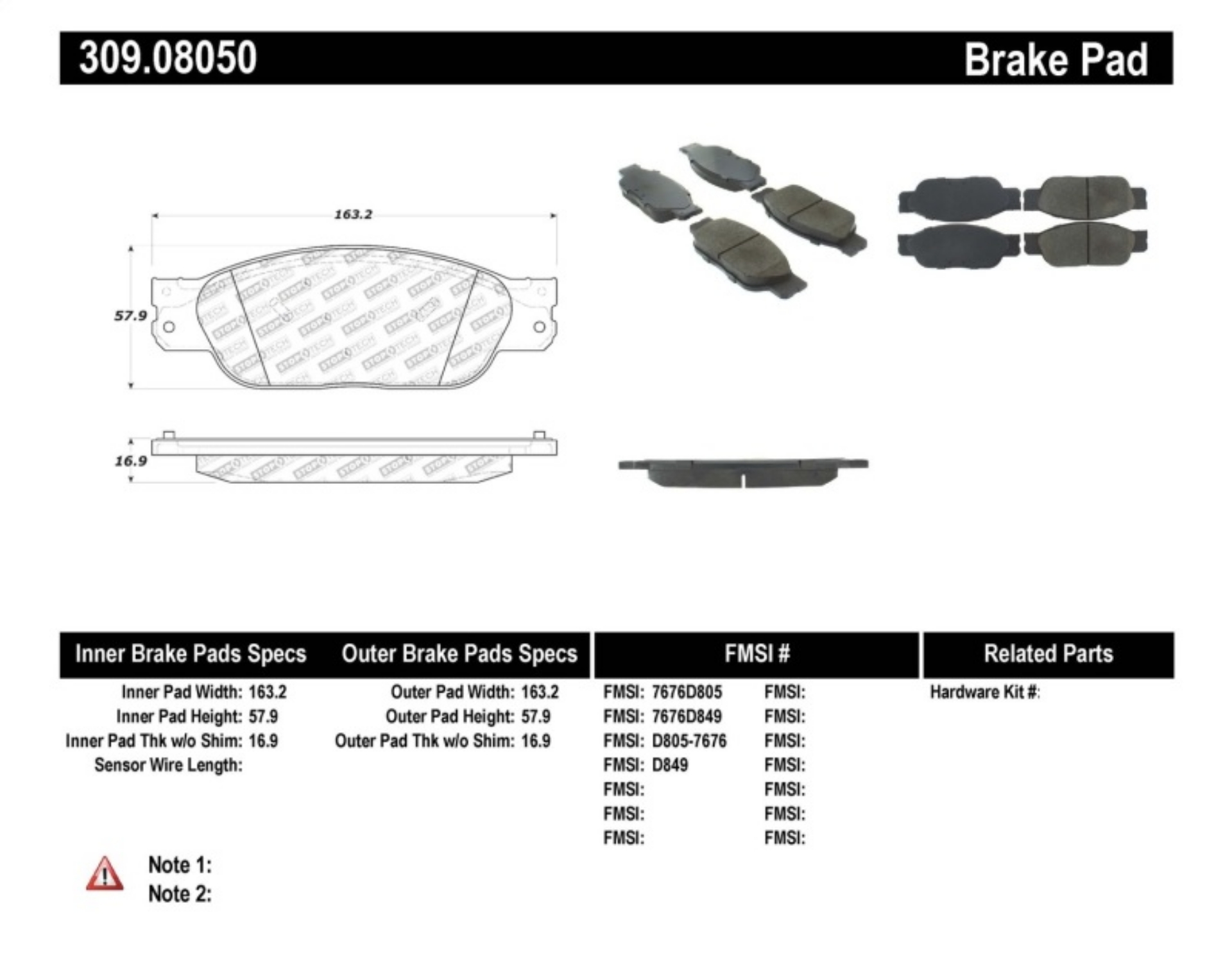 Picture of StopTech Performance Brake Pads