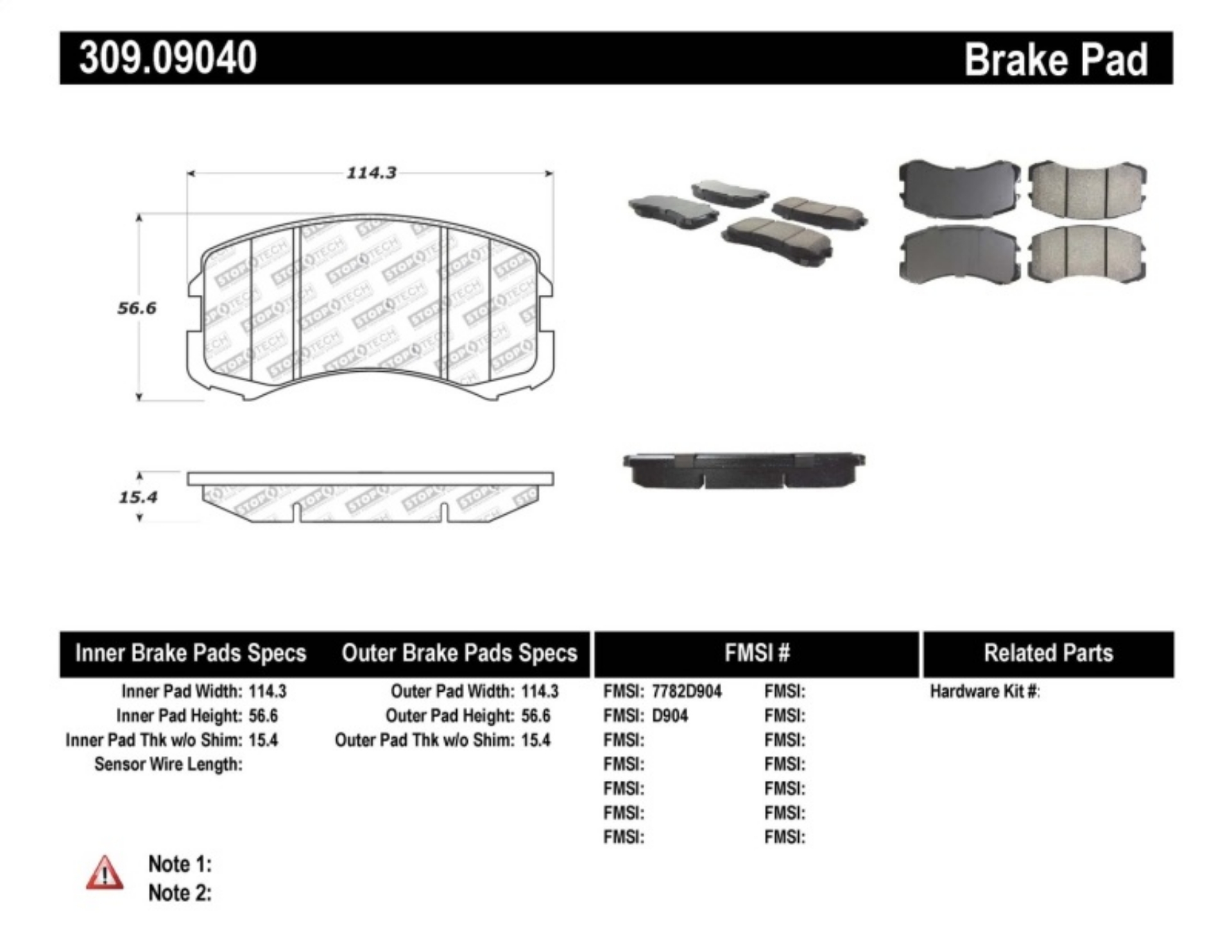 Picture of StopTech Performance Brake Pads