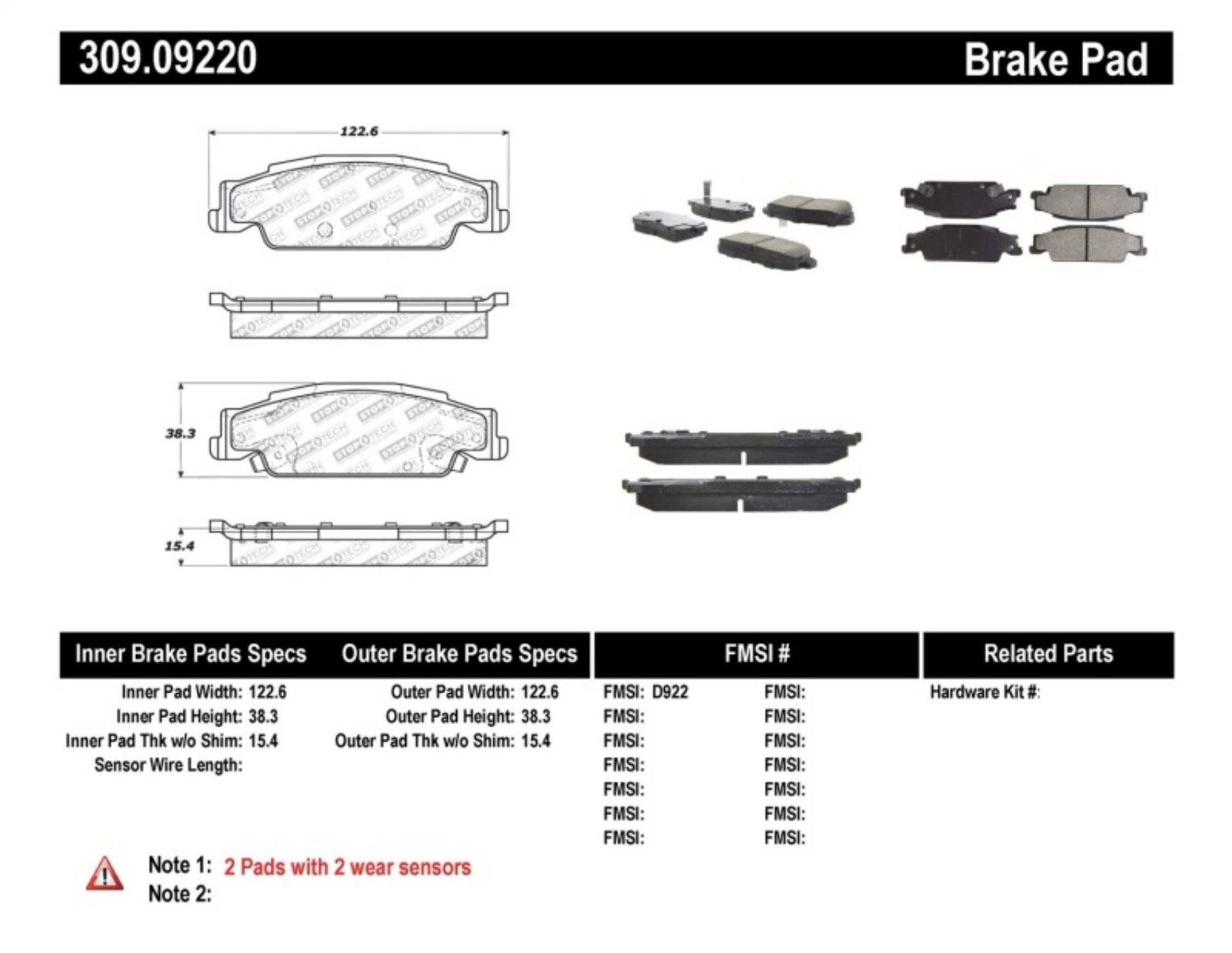 Picture of StopTech Performance Brake Pads