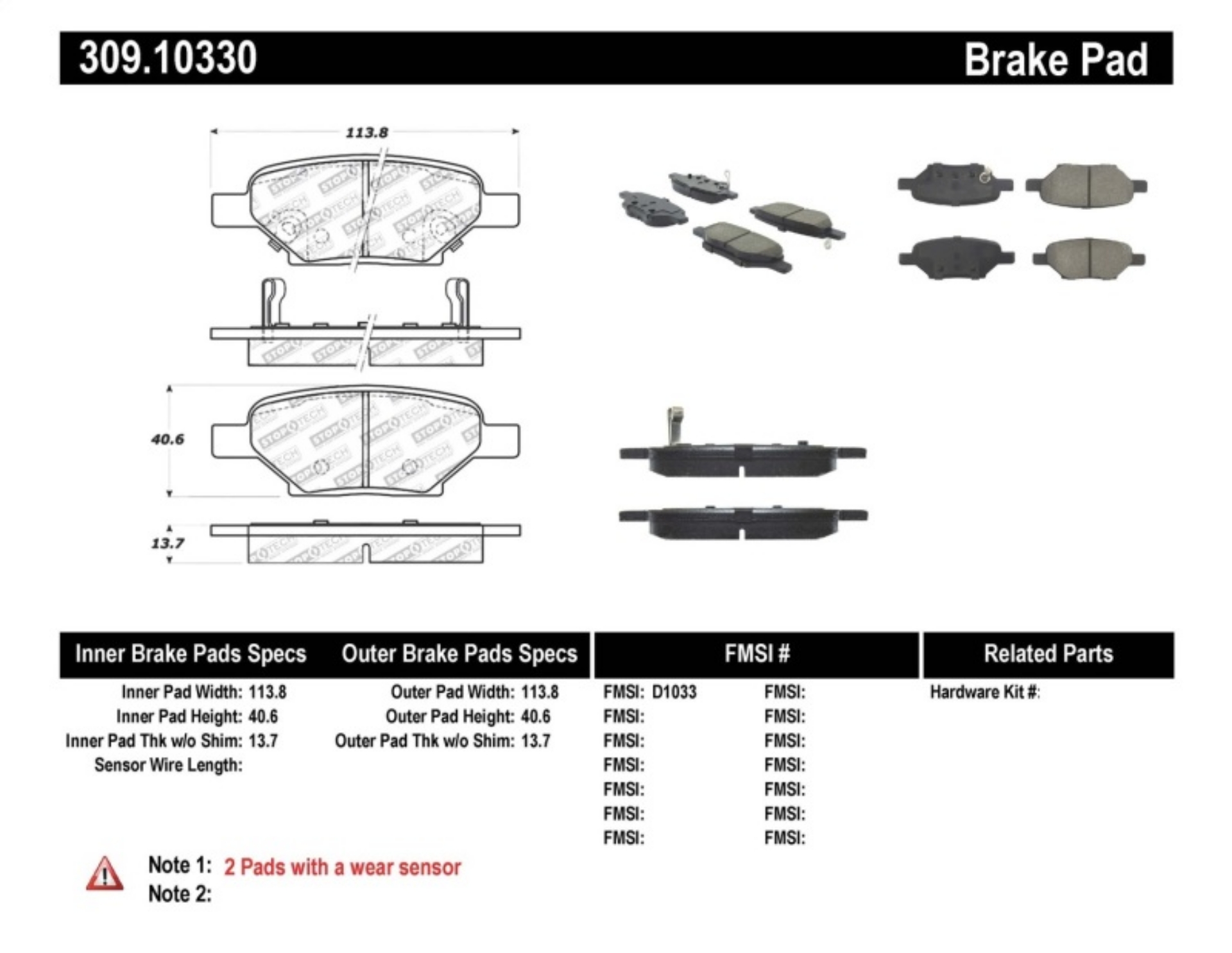 Picture of StopTech Performance Brake Pads