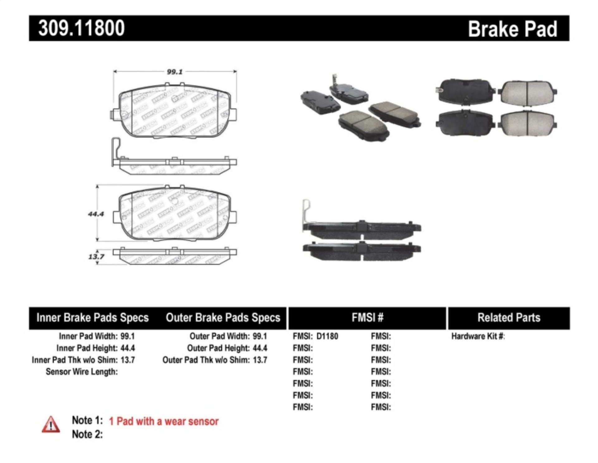 Picture of StopTech OE Fit Rear Sport Brake Pads