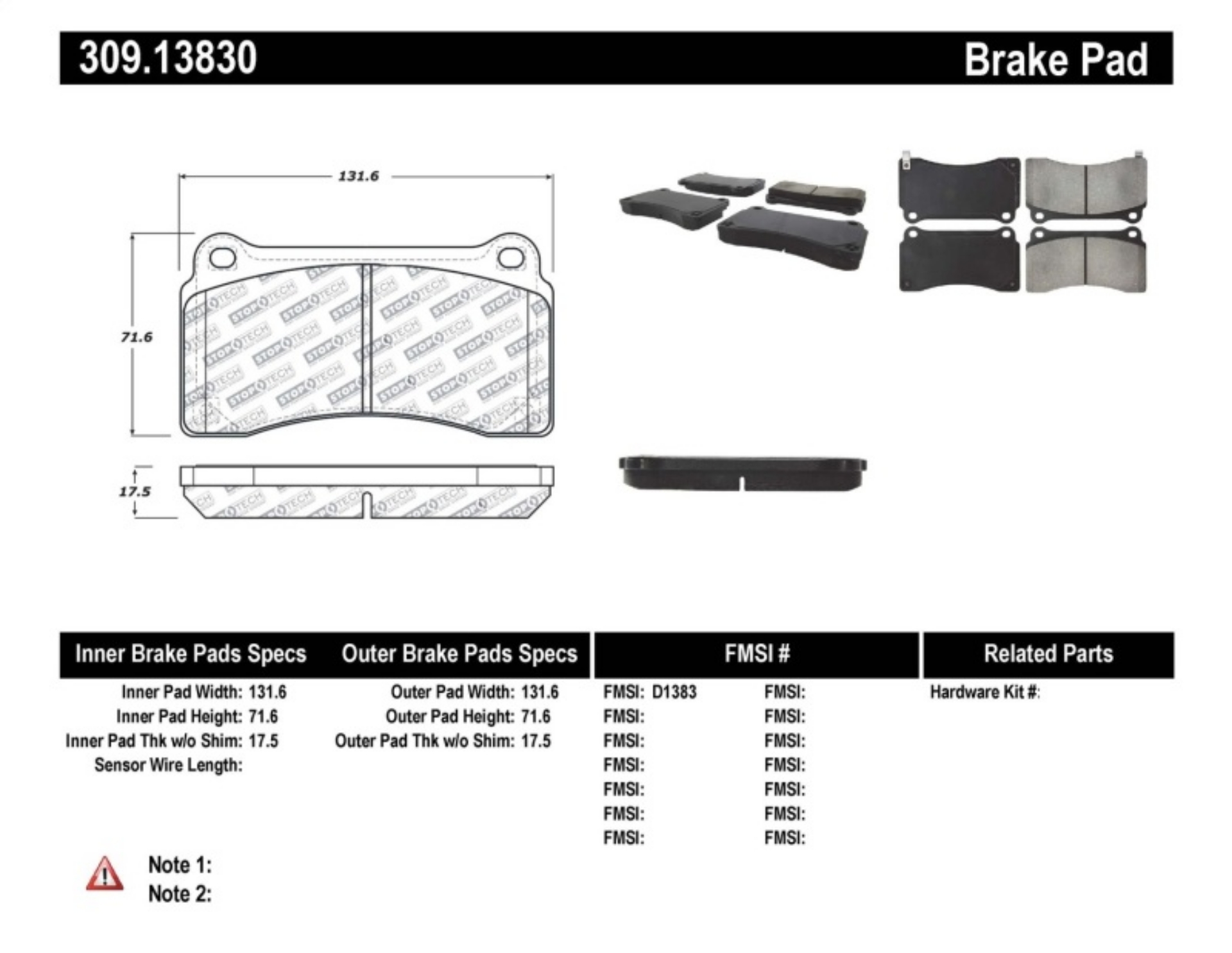 Picture of StopTech Performance Brake Pads