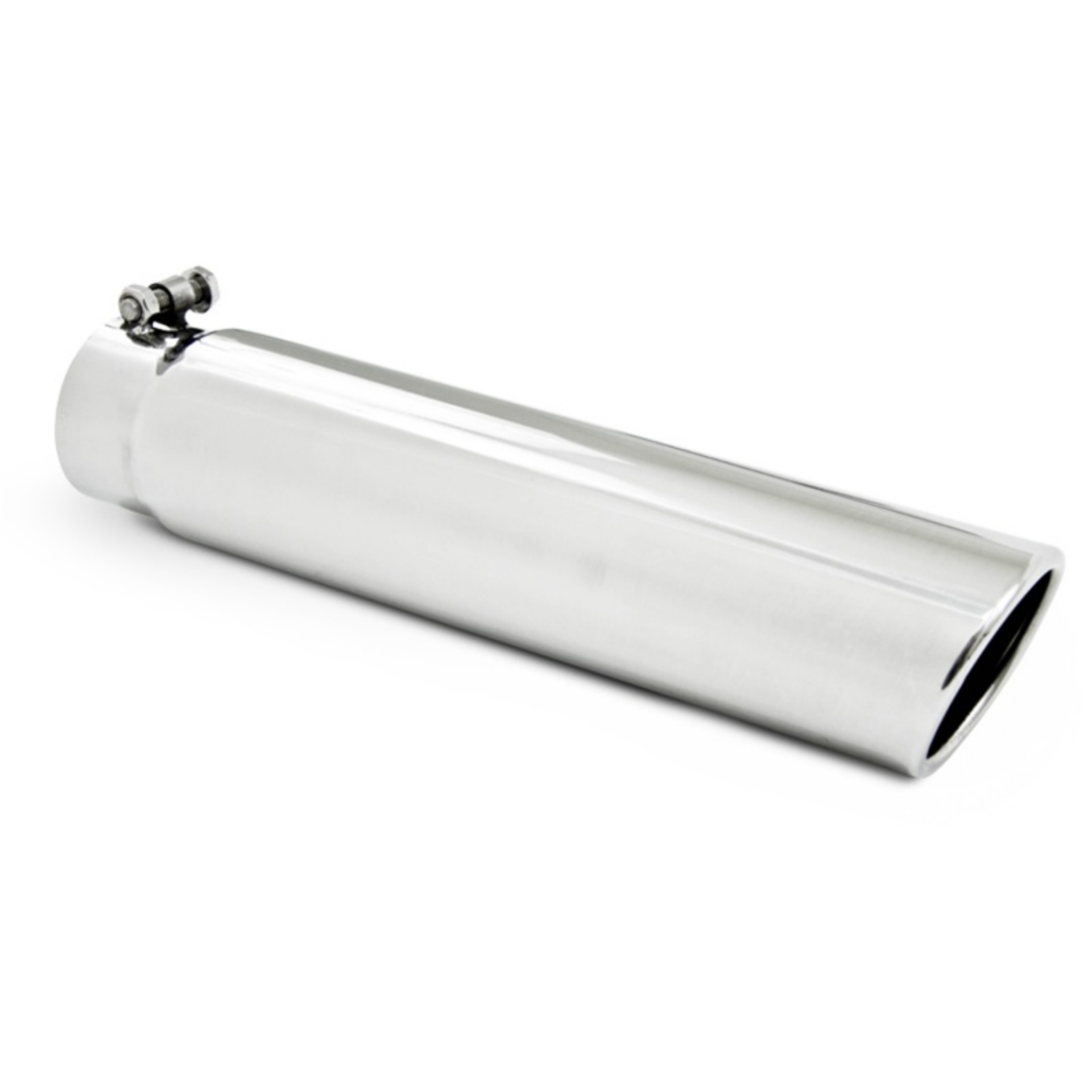Picture of MBRP Universal Tip 3-5in OD 3in Inlet 16in L Angled Cut Rolled End Clampless-No Weld T304