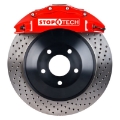 Picture of StopTech 08-13 Toyota Land Cruiser Front BBK w- Red ST-65 Calipers Drilled 380x35mm Rotor