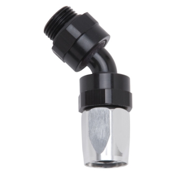 Picture of Russell Performance Hose End #8 to #8 Radius Inlet Port 45 Deg Blk-Clr