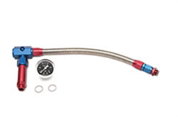 Picture of Russell Performance -6 AN to 3-8in Female NPT ProFlex Demon Carb Dual Inlet Carb Kit Red-Blue