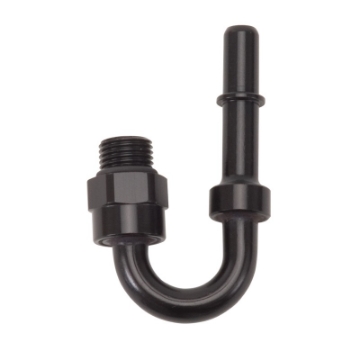 Picture of Russell Performance Adapter Fitting 3-8in SAE Quick Disc Male to #6 SAE Port Male Swivel 180Deg Blk