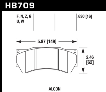 Picture of Hawk Performance Alcon Mono 6, Model 4497 DTC-30 Race Brake Pads