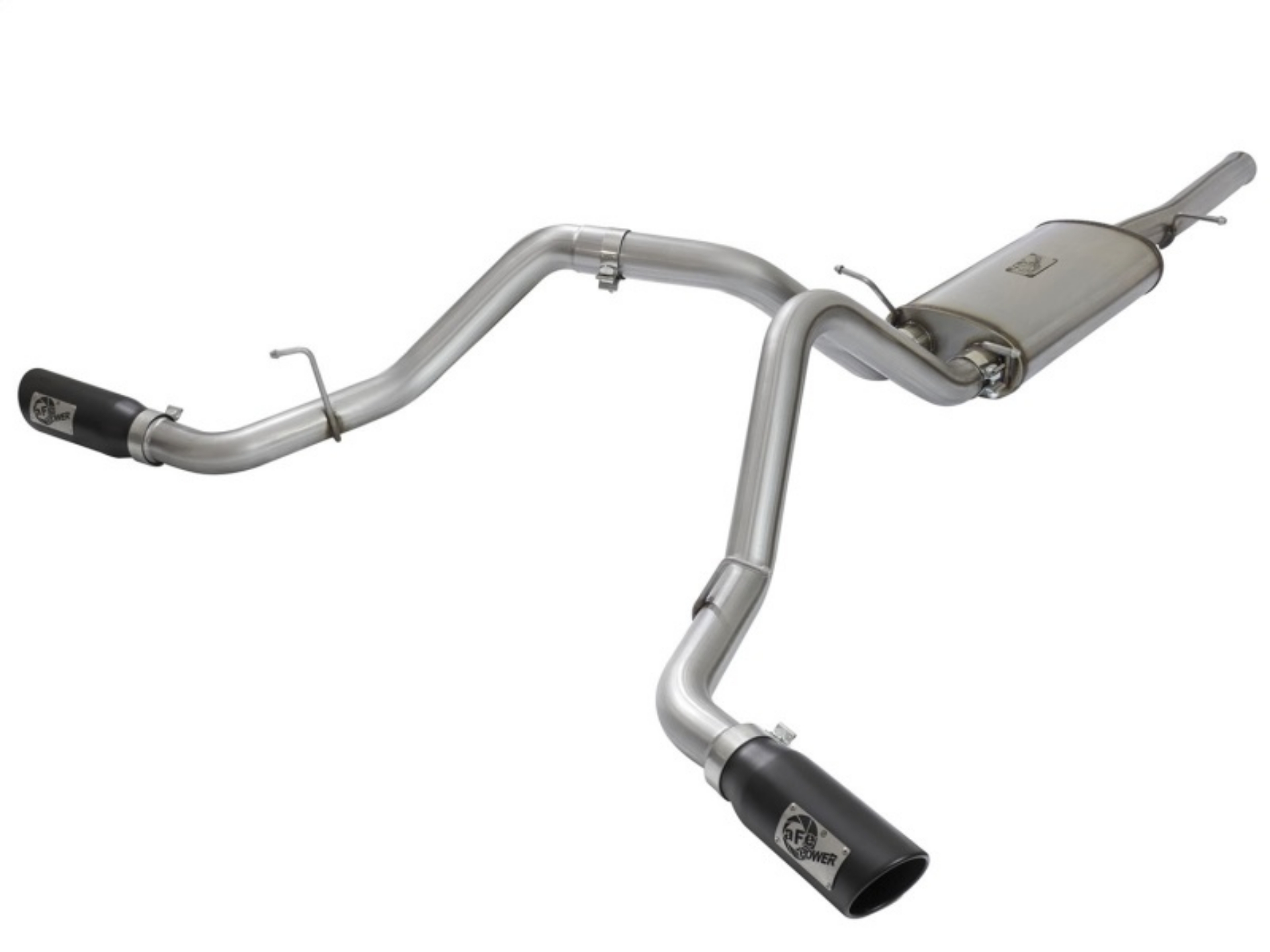 Picture of aFe MACH Force-Xp 3in CB SS Dual Exhaust w-Black Tips 09-16 GM Silverado-Sierra 4-3L-4-8L-5-3L
