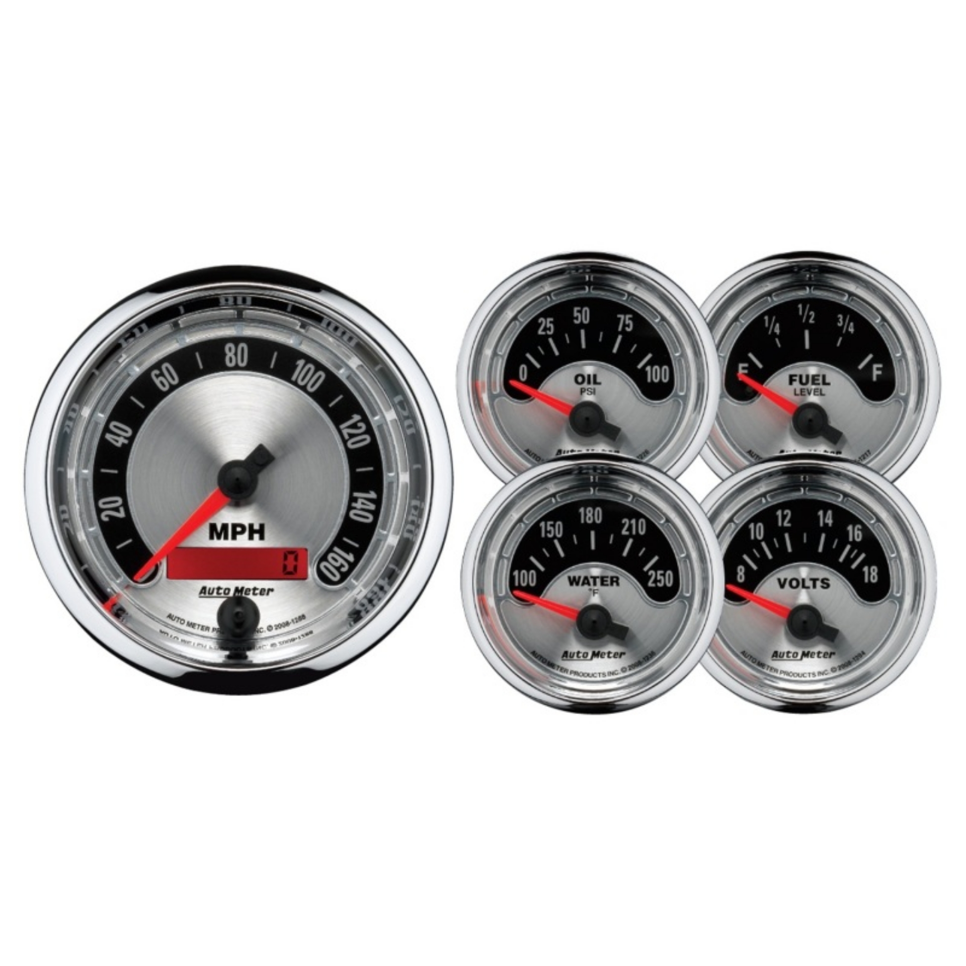 Picture of Autometer American Muscle Kit Box - Elec Speedo-Elec  Oil Pressure-Water Temp-Volt-Fuel Level