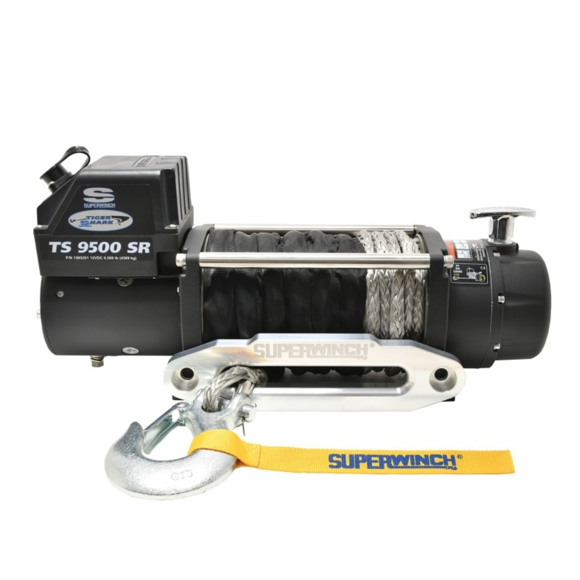 Picture of Superwinch 9500 LBS 12V DC 3-8in x 80ft Synthetic Rope Tiger Shark 9500 Winch